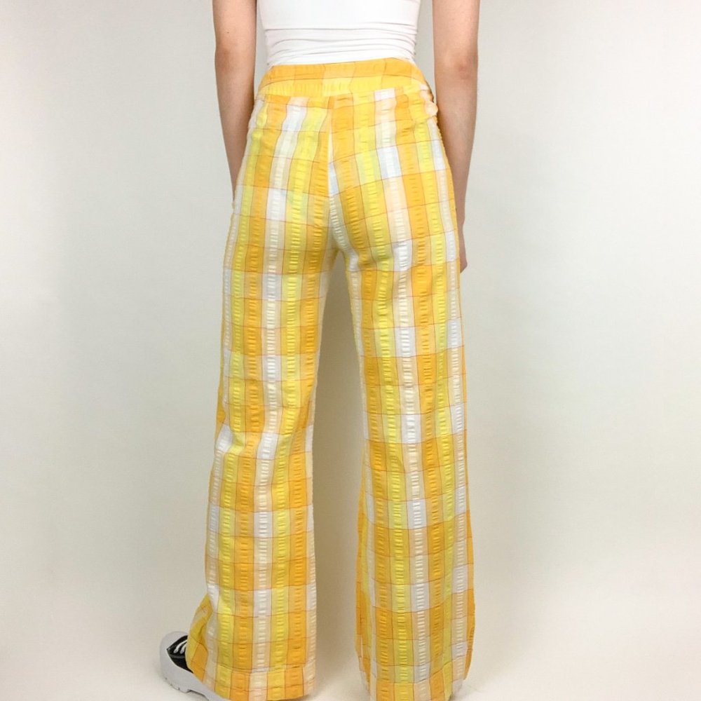 Vintage 60s 70s Plaid High Waisted Flare Pants - Picture 6 of 9